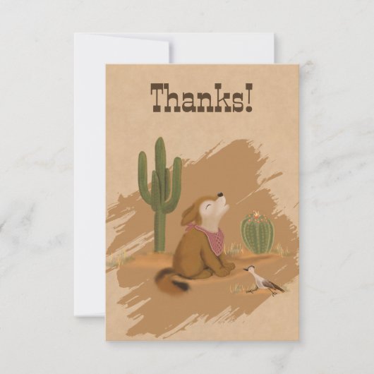 遊牧民のカウボーイ砂漠動物パーティー サンキューカード (正面)