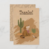 遊牧民のカウボーイ砂漠動物パーティー サンキューカード (正面/裏面)