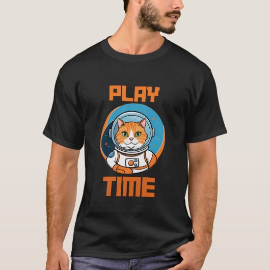 遊猫おもしろい宇宙飛行士 Tシャツ (正面)