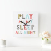 遊終夜眠る スクエア壁時計 (ホーム)