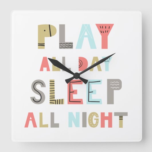 遊終夜眠る スクエア壁時計 (正面)