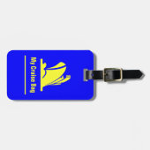 遊航船の青および黄色の荷物のラベル ラゲッジタグ (正面横)