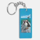 遊航船を見ているツノメドリ キーホルダー (正面左)