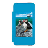 遊航船を見ているツノメドリ INCIPIO iPhoneウォレットケース (フォリオ 正面)