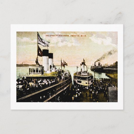 遊覧船、ミシガン州デトロイト ポストカード (正面)