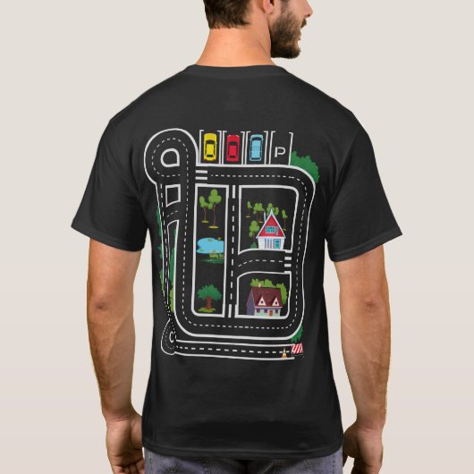 遊車車のパパのバックマットロードカーレーストラック Tシャツ (裏面)