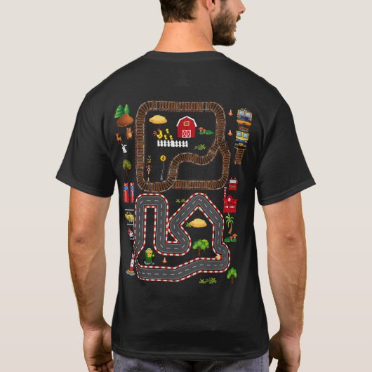 遊車車のパパのバックマットロードカーレーストラック Tシャツ (裏面)