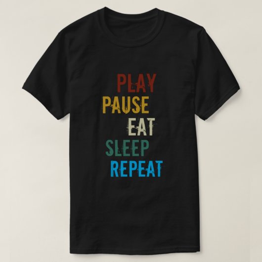 遊間食べ眠 |ゲームおもしろいのスローガン Tシャツ (デザイン正面)