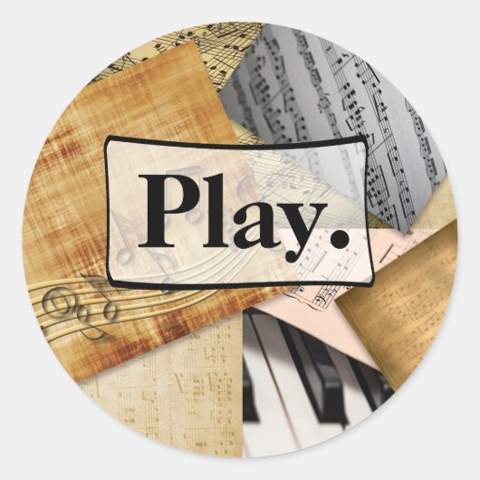 遊.楽譜楽譜ヴィンテージピアノ ラウンドシール (正面)