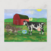 「遊?」 – 犬と牛 ポストカード (正面)