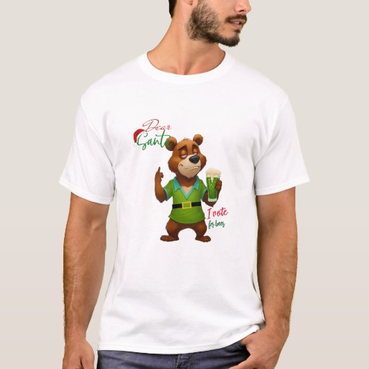 遊Bear and Bear Christmas Santaの言葉におもしろいついて Tシャツ (正面)