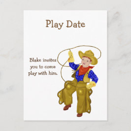 遊Date招待状for Boy, Little Cowboy インビテーションポストカード