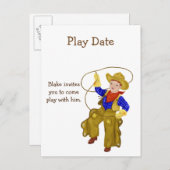 遊Date招待状for Boy, Little Cowboy インビテーションポストカード (正面/裏面)