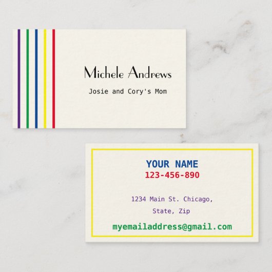 遊Date Mom Cardsカラー文字 名刺 (正面/裏面)