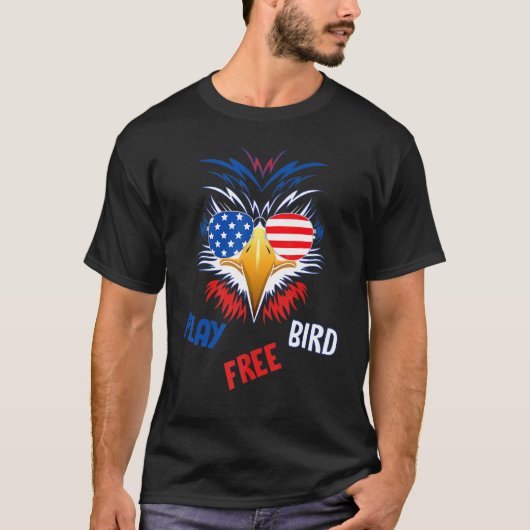 遊Free Bird Patriotic Eagle 7月4日Usa Fl Tシャツ (正面)