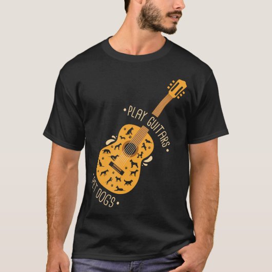遊Guitars Pet Dogs I Dog and Music Lovers I Tシャツ (正面)
