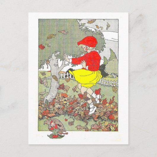 「遊in葉秋/秋イラストレーション ポストカード (正面)