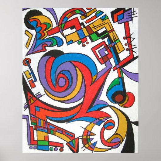 遊Me Some Jazz-モダン Bauhaus Geometric Art ポスター (正面)