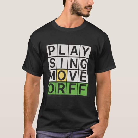 遊Sing Move Orffミュージック先生おもしろい Tシャツ (正面)