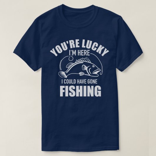 運が良かった俺が行けたのに魚釣り Tシャツ (デザイン正面)