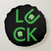 運とシャムロックスリバーシブルラウンド装飾用クッション ラウンドクッション (裏面)