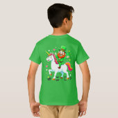 運と魔法:レプラチョーンのユニコーン乗りティー Tシャツ (裏面フル)