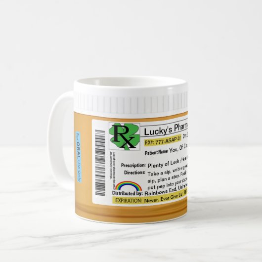 運のコップを持って下さい! このマグをカスタマイズ コーヒーマグカップ (正面左)