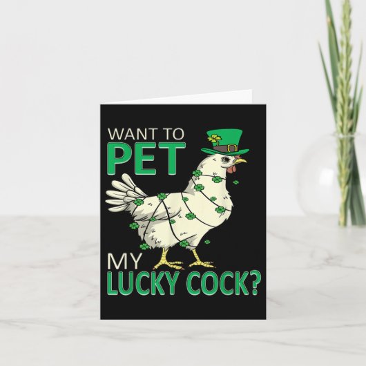 運の良いSt patricks dayチキンおもしろいを飼いたい カード (正面)