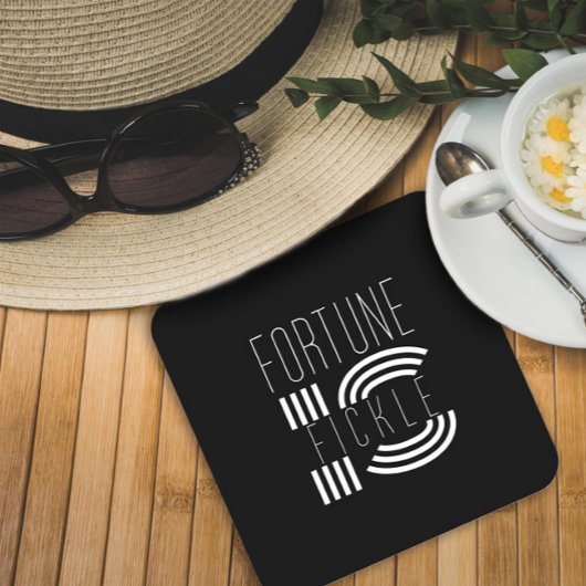 運は移ろい諺白黒 スクエアペーパーコースター