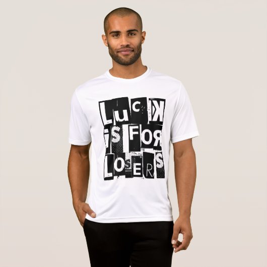 運は負け犬のためのおもしろい引用文ブラックタイポグラフィ Tシャツ (正面フル)