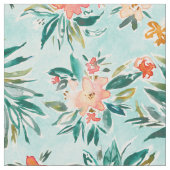 運び去られた熱帯水のモモの水彩画の花柄 ファブリック (クローズアップ)