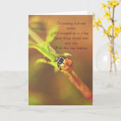 運を送る…レディバグの挨拶カード カード (黄色い花)