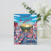 運動における愛国心：アメリカ国旗の装飾Stre シーズンポストカード (スタンド正面)