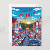 運動における愛国心：アメリカ国旗の装飾Stre シーズンポストカード (正面/裏面)