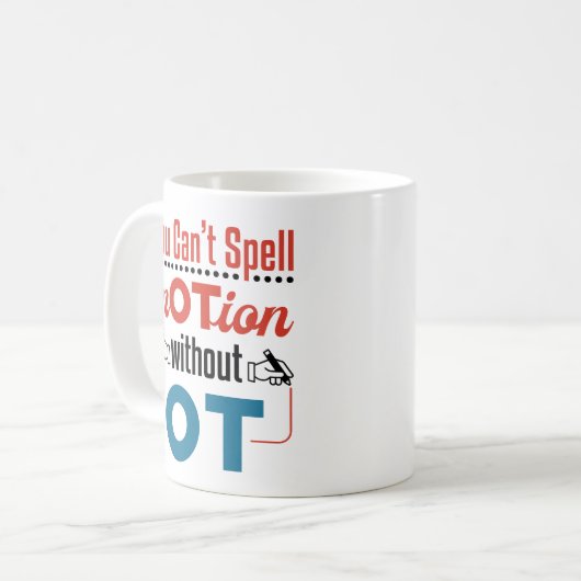 運動を職業上のセラピーに綴れない コーヒーマグカップ (正面左)