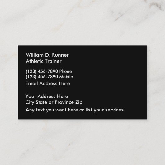 運動トレーナーの専門の名刺 名刺 (裏面)