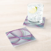 運動中のモダン抽象芸術カラフルフラクタル ガラスコースター (アングル)