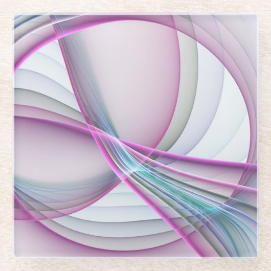 運動中のモダン抽象芸術カラフルフラクタル ガラスコースター (正面)