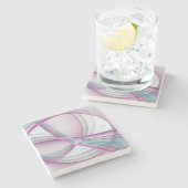 運動中のモダン抽象芸術カラフルフラクタル ストーンコースター (横)