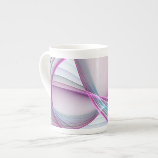 運動中のモダン抽象芸術カラフルフラクタル ボーンチャイナマグカップ (正面左)