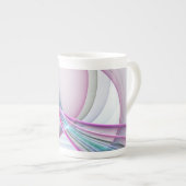運動中のモダン抽象芸術カラフルフラクタル ボーンチャイナマグカップ (正面右)