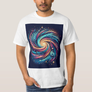 運動中の重力:旋回カラフル銀河系Tシャツ Tシャツ