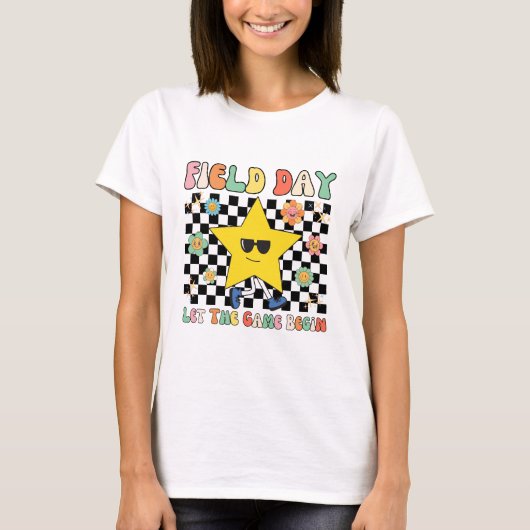 運動会 ゲーム開始 先生 子供 学校 Tシャツ (正面)