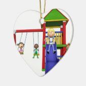 運動場の漫画の子供 セラミックオーナメント (左)