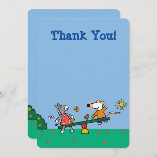 運動場のMaisyそして正気でないシーソー サンキューカード (正面/裏面)
