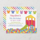 運動場球は子供のTシャツの誕生会を凹めます 招待状 (正面/裏面)