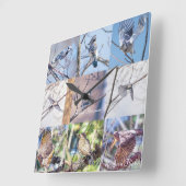 運動時計の鳥 スクエア壁時計 (傾斜)