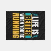 運動競技で走はクロスカントリーの生活が良い フリースブランケット (正面(横))