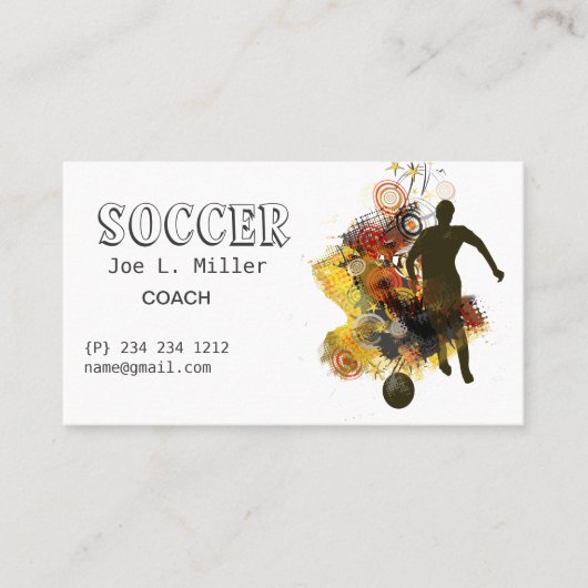 運動競技のサッカーのしたたりのパスプレーヤーの連続したコーチ 名刺 (正面)
