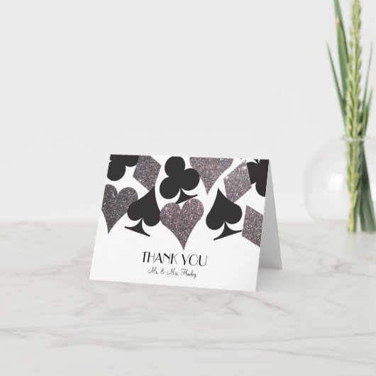 運命のベガスのサンキューカードのフェイクな銀製のグリッター サンキューカード (正面)